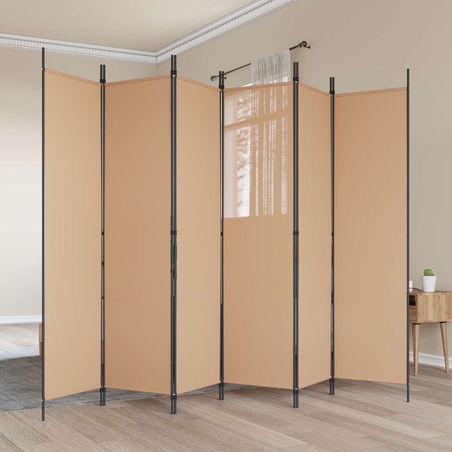 Divisore per Stanza a 6 Pannelli Beige 300 x 200 cm Tessuto