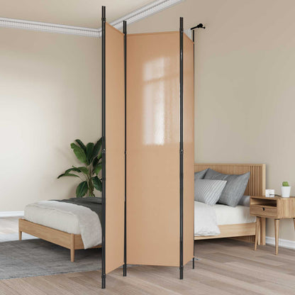 Paravento a 3 pannelli Beige 150 x 220 cm Tessuto