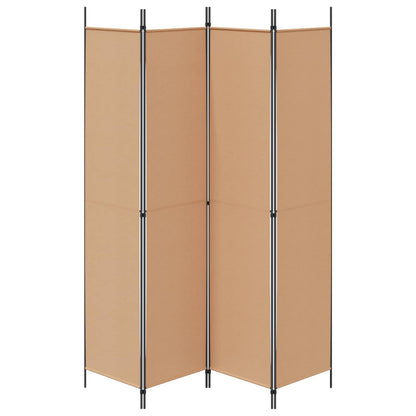 Paravento a 4 Pannelli Beige 200 x 220 cm Tessuto