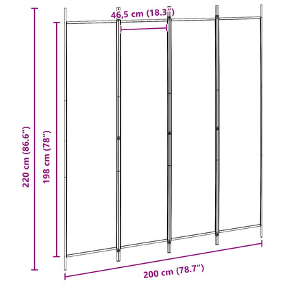 Paravento a 4 Pannelli Beige 200 x 220 cm Tessuto