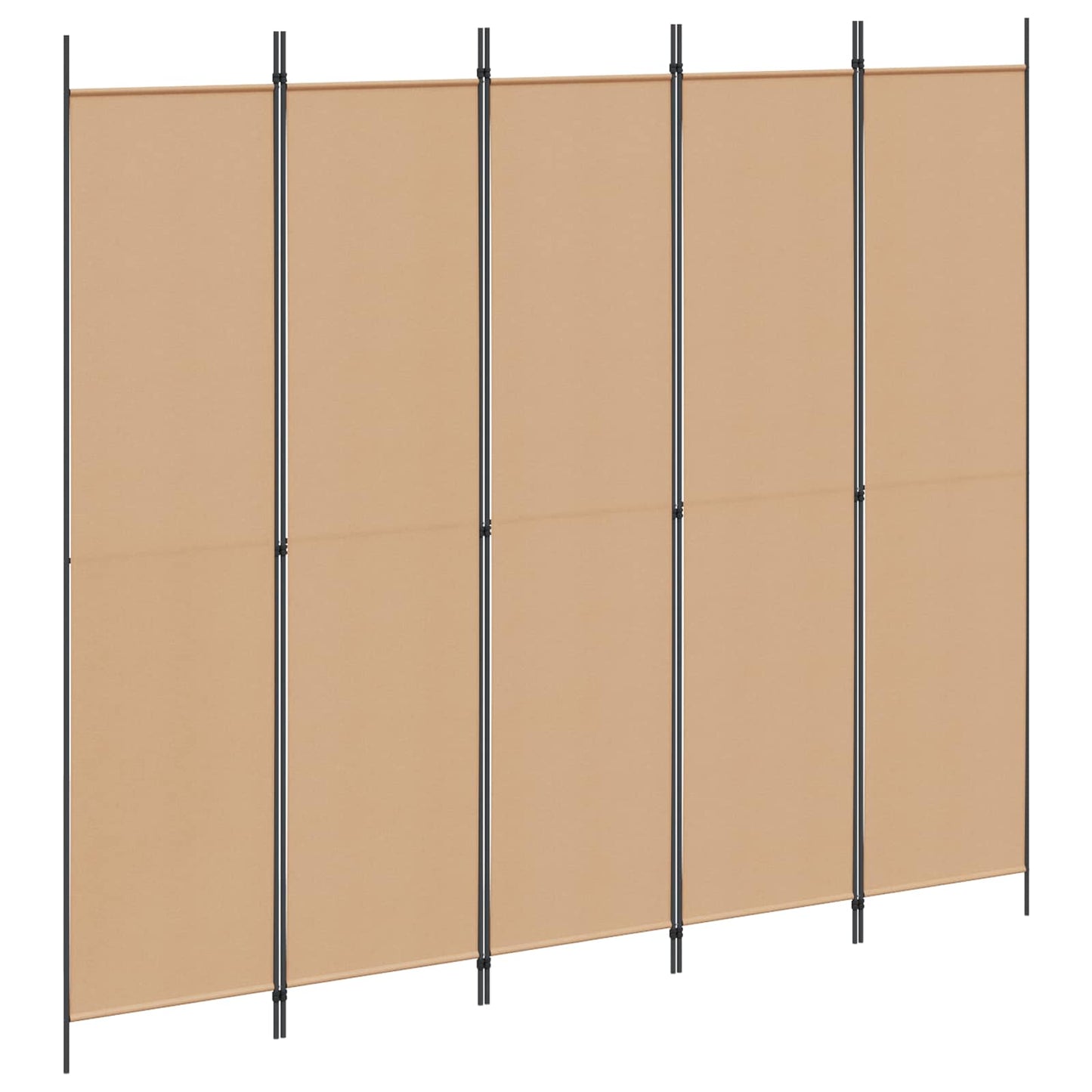 Paravento a 5 Pannelli Beige 250 x 220 cm Tessuto