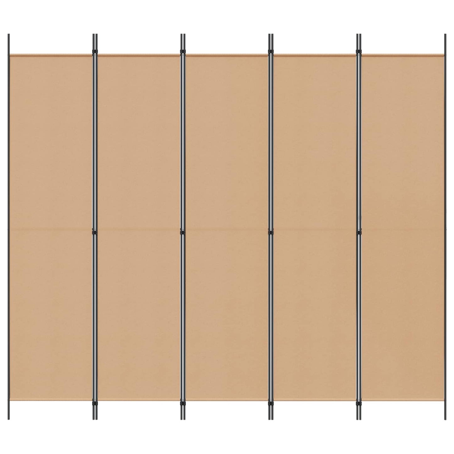 Paravento a 5 Pannelli Beige 250 x 220 cm Tessuto
