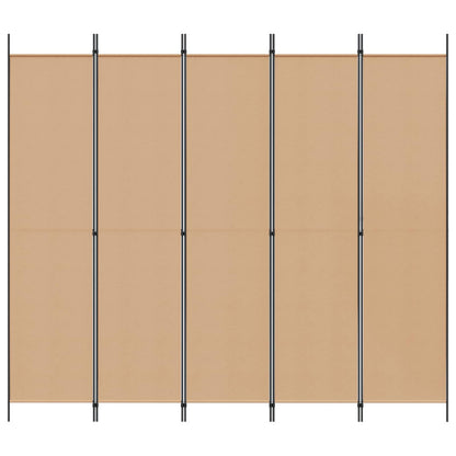 Paravento a 5 Pannelli Beige 250 x 220 cm Tessuto