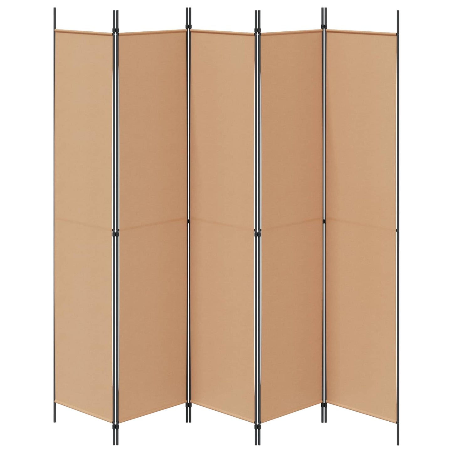 Paravento a 5 Pannelli Beige 250 x 220 cm Tessuto