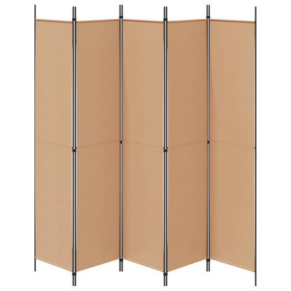 Paravento a 5 Pannelli Beige 250 x 220 cm Tessuto