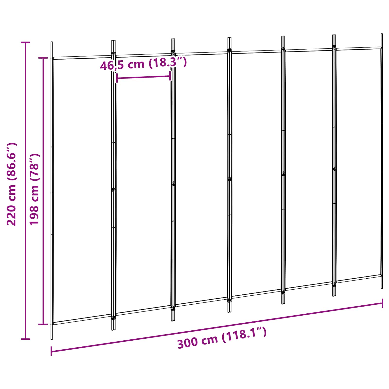Divisore per Stanza a 6 Pannelli Beige 300 x 220 cm Tessuto | homemem39