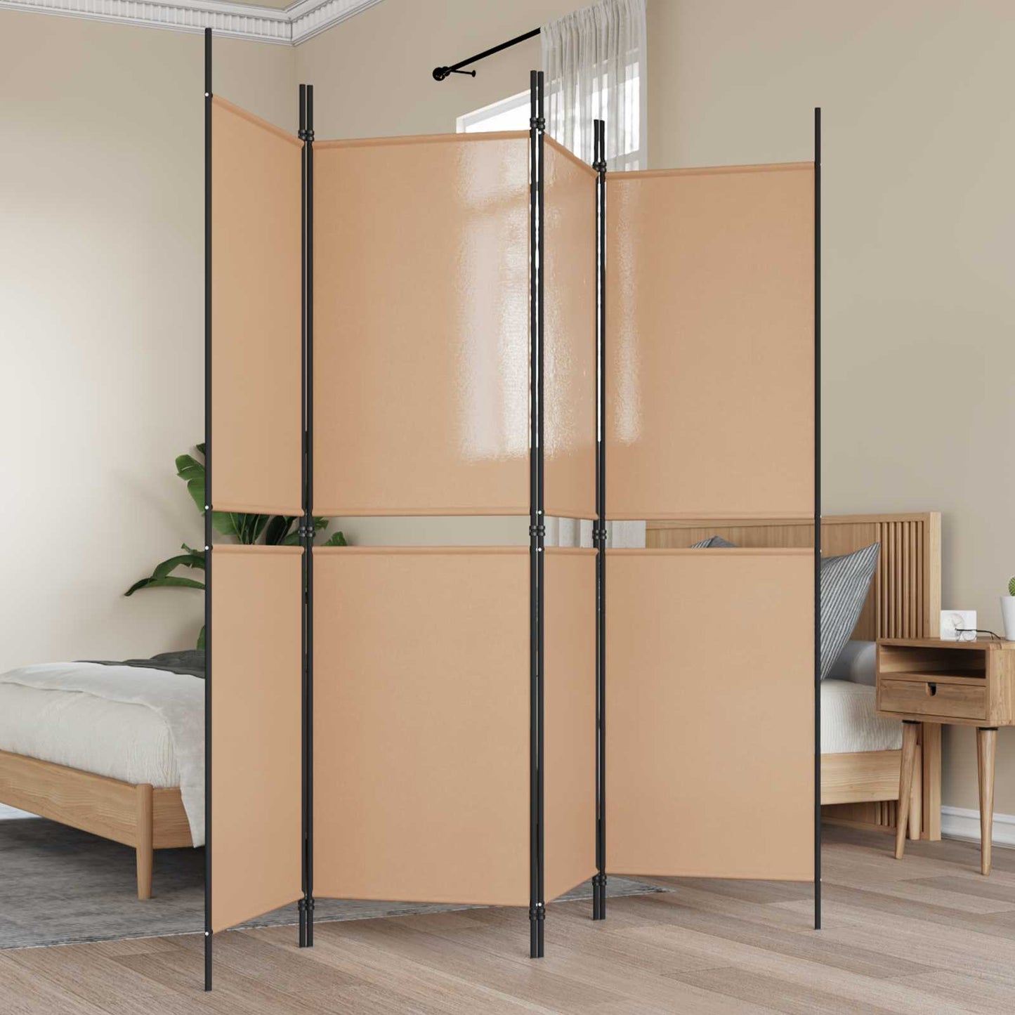 Paravento a 4 pannelli Beige 200 x 180 cm Tessuto