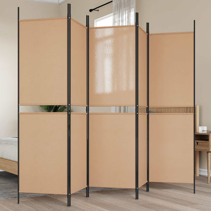 Paravento a 5 Pannelli Beige 250 x 180 cm Tessuto