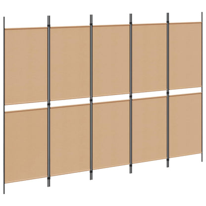 Paravento a 5 Pannelli Beige 250 x 180 cm Tessuto