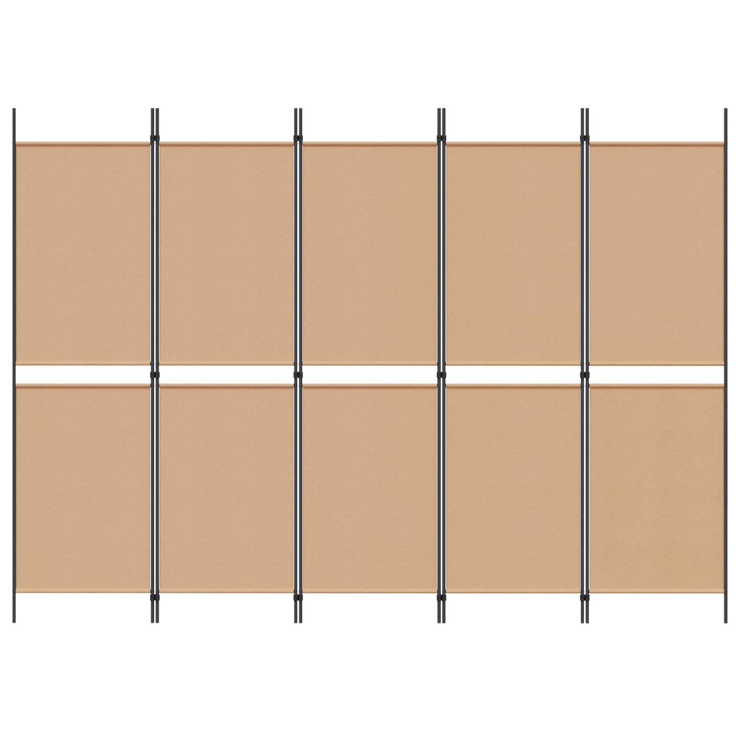 Paravento a 5 Pannelli Beige 250 x 180 cm Tessuto