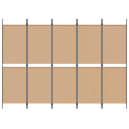 Paravento a 5 Pannelli Beige 250 x 180 cm Tessuto