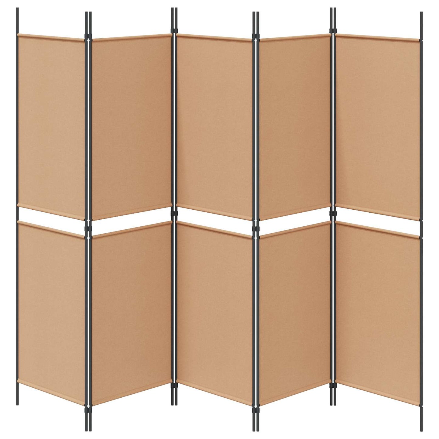 Paravento a 5 Pannelli Beige 250 x 180 cm Tessuto
