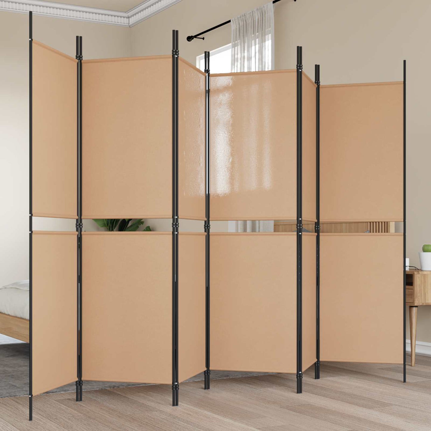 Divisore per Stanza a 6 Pannelli Beige 300 x 180 cm Tessuto