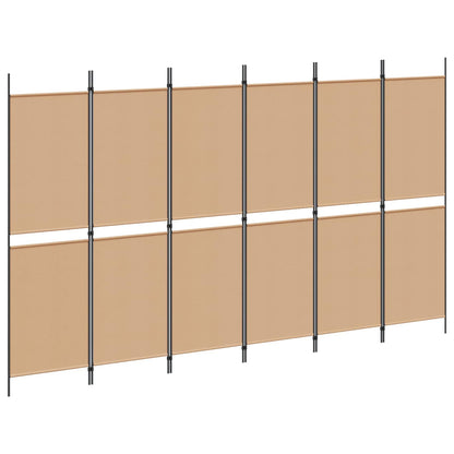 Divisore per Stanza a 6 Pannelli Beige 300 x 180 cm Tessuto