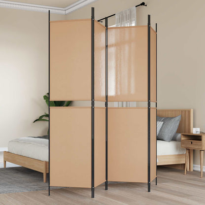 Paravento a 4 Pannelli Beige 200 x 200 cm Tessuto