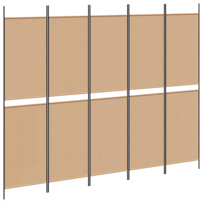 Pannello divisorio a 5 parti Beige 250 x 200 cm Tessuto