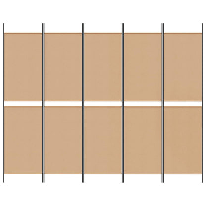 Pannello divisorio a 5 parti Beige 250 x 200 cm Tessuto