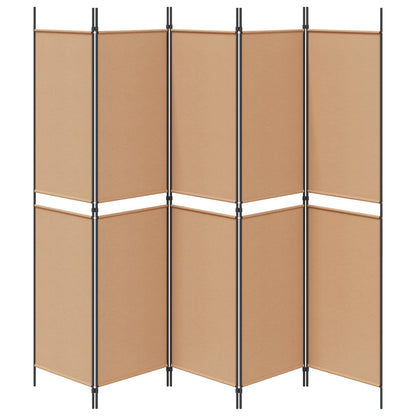 Pannello divisorio a 5 parti Beige 250 x 200 cm Tessuto