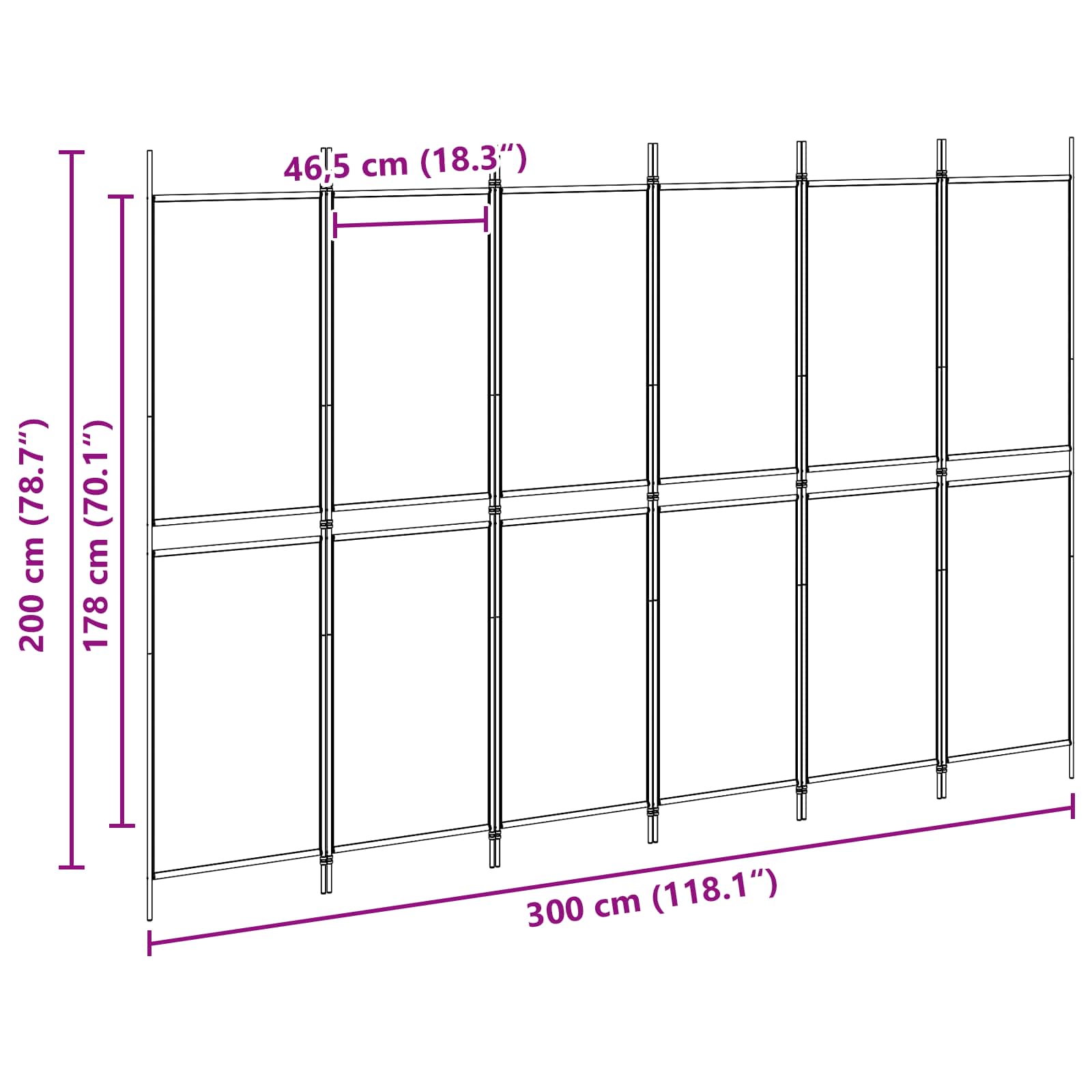Divisore per Stanza a 6 Pannelli Beige 300 x 200 cm Tessuto | homemem39