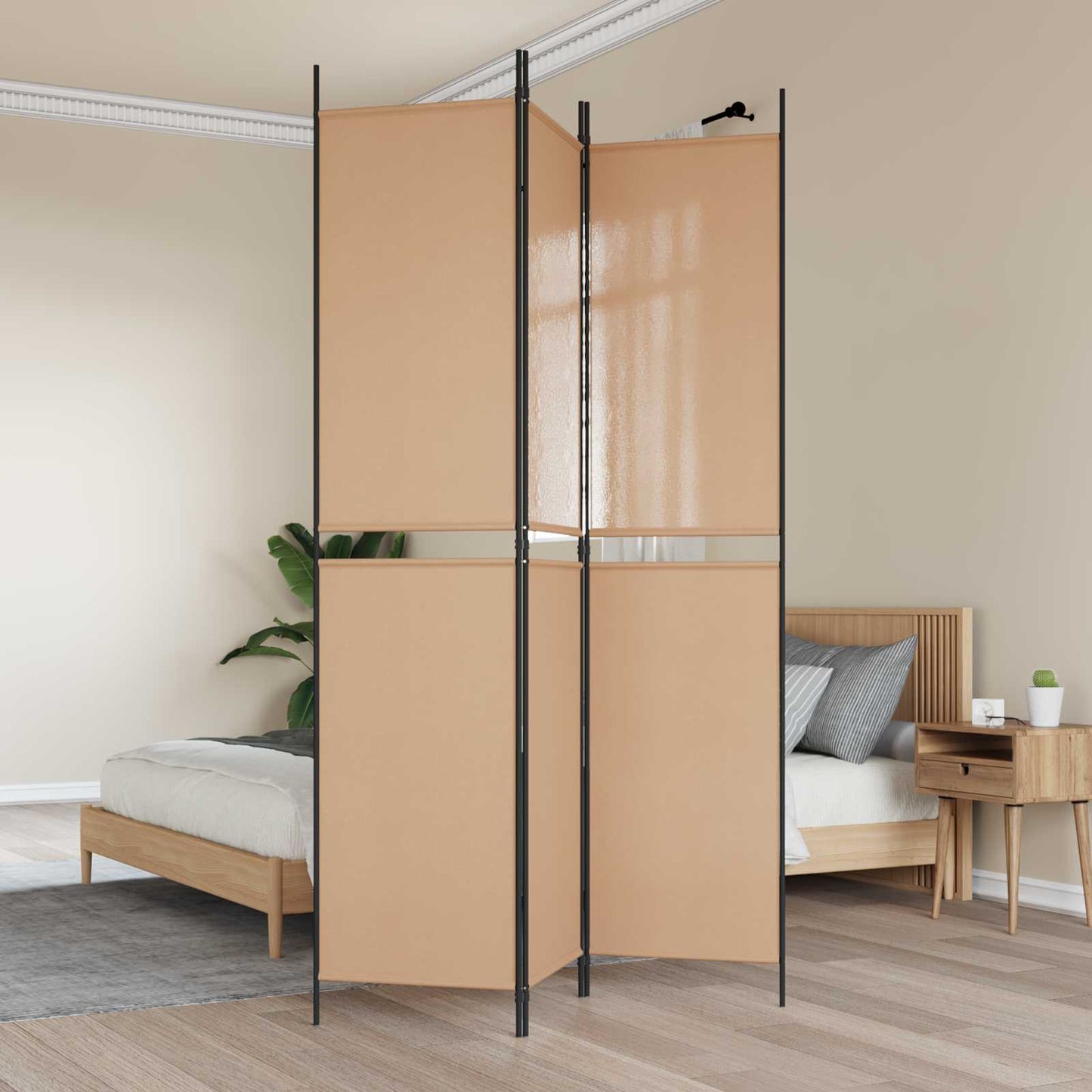 Pannello Divisorio a 3 Pannelli Beige 150 x 220 cm Tessuto