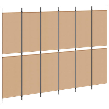 Divisore per Stanza a 6 Pannelli Beige 300 x 220 cm Tessuto