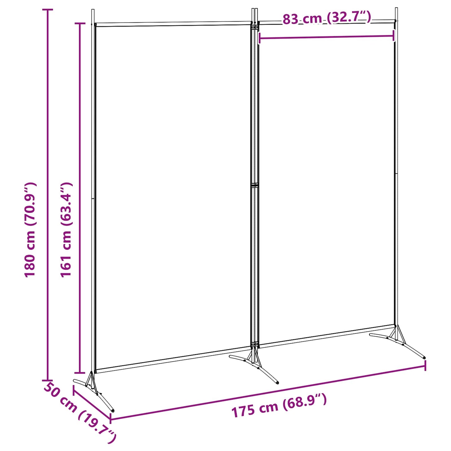 Divider Stanza a 2 Pannelli Beige 175 x 180 cm Tessuto