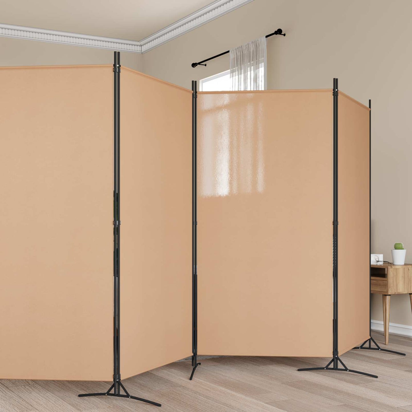Paravento a 5 Pannelli Beige 433 x 180 cm Tessuto