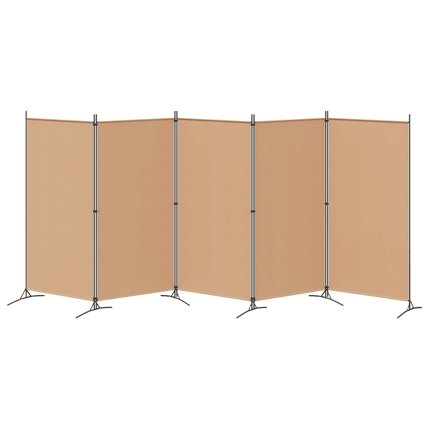 Paravento a 5 Pannelli Beige 433 x 180 cm Tessuto
