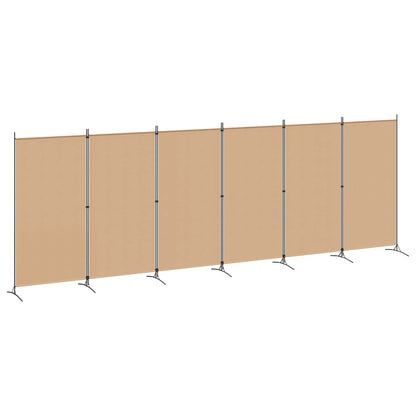 Divisore per Stanza a 6 Pannelli Beige 520 x 180 cm Tessuto