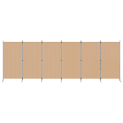 Divisore per Stanza a 6 Pannelli Beige 520 x 180 cm Tessuto