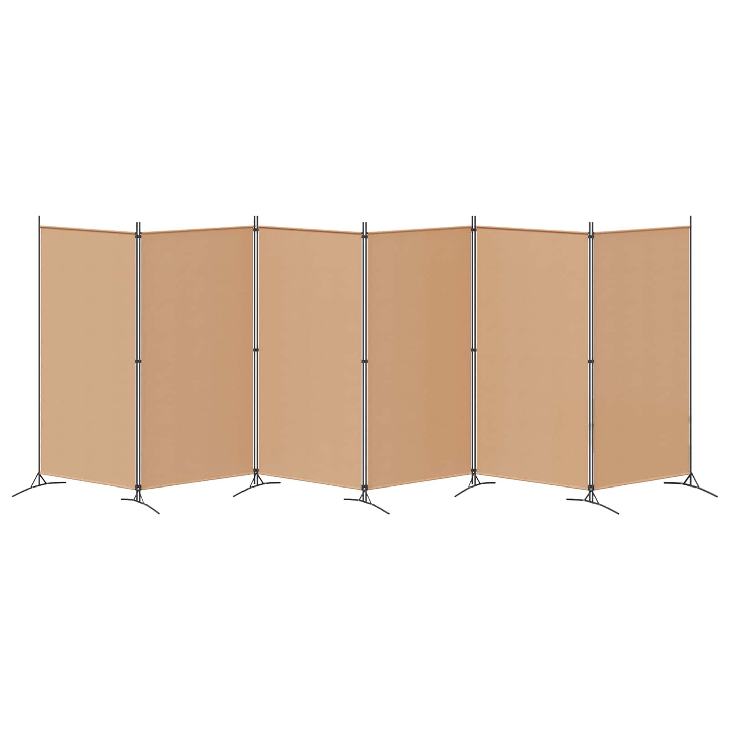 Divisore per Stanza a 6 Pannelli Beige 520 x 180 cm Tessuto
