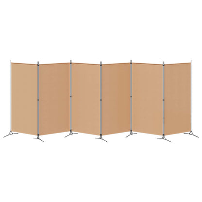 Divisore per Stanza a 6 Pannelli Beige 520 x 180 cm Tessuto