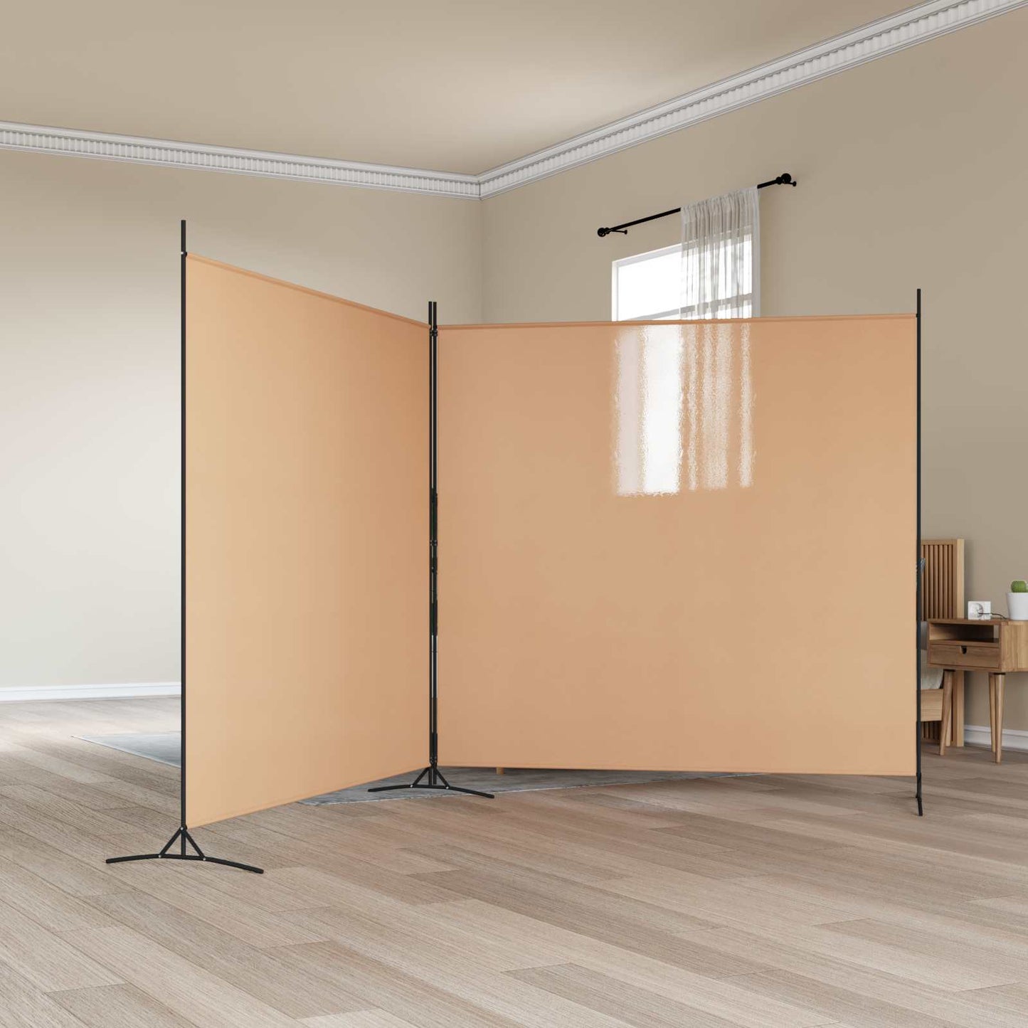 Divider Stanza a 2 Pannelli Beige 348 x 180 cm Tessuto