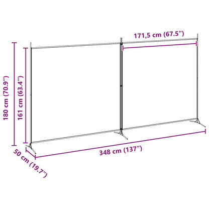 Divider Stanza a 2 Pannelli Beige 348 x 180 cm Tessuto