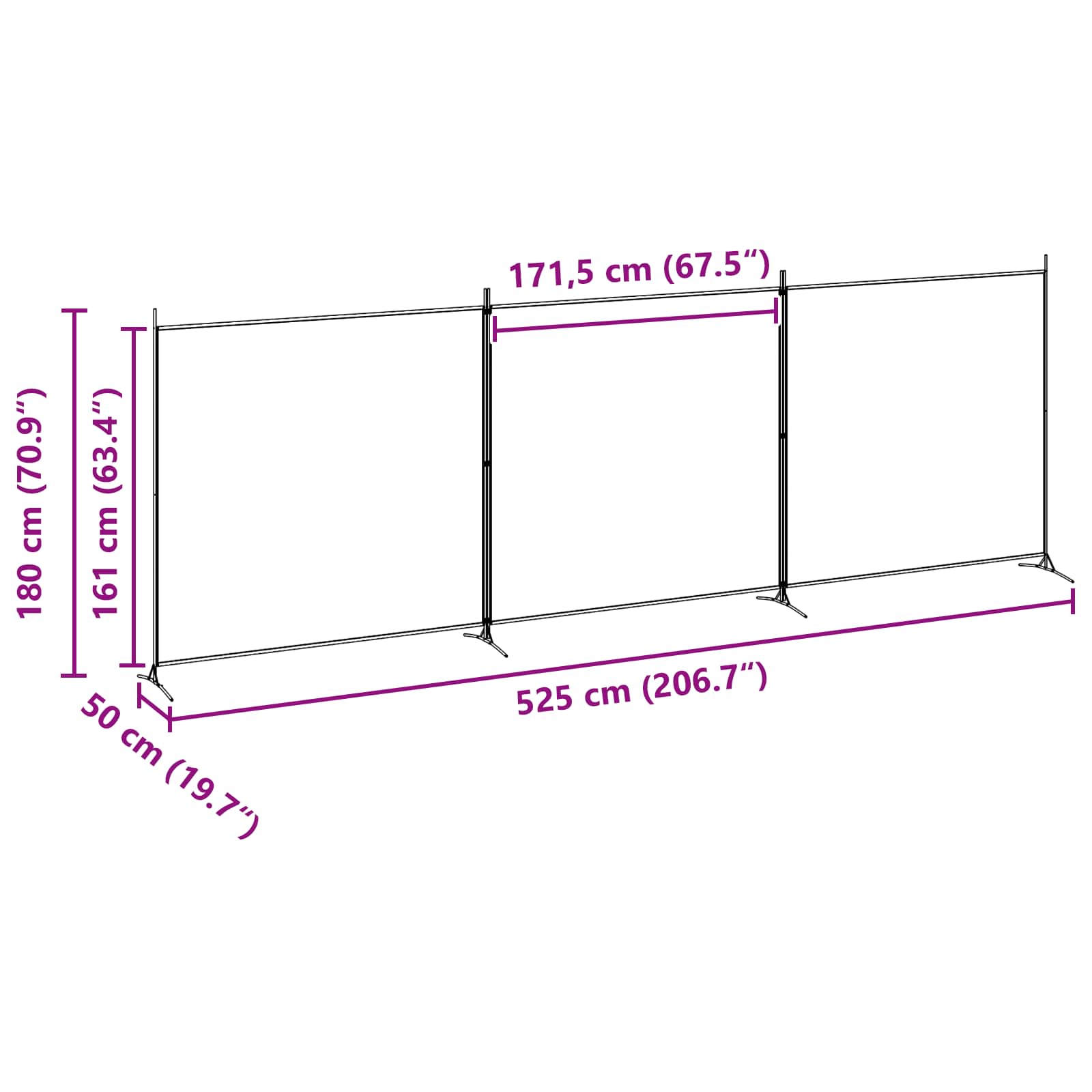 Paravento a 4 Pannelli Beige 525 x 180 cm Tessuto | homemem39