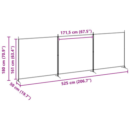 Paravento a 4 Pannelli Beige 525 x 180 cm Tessuto