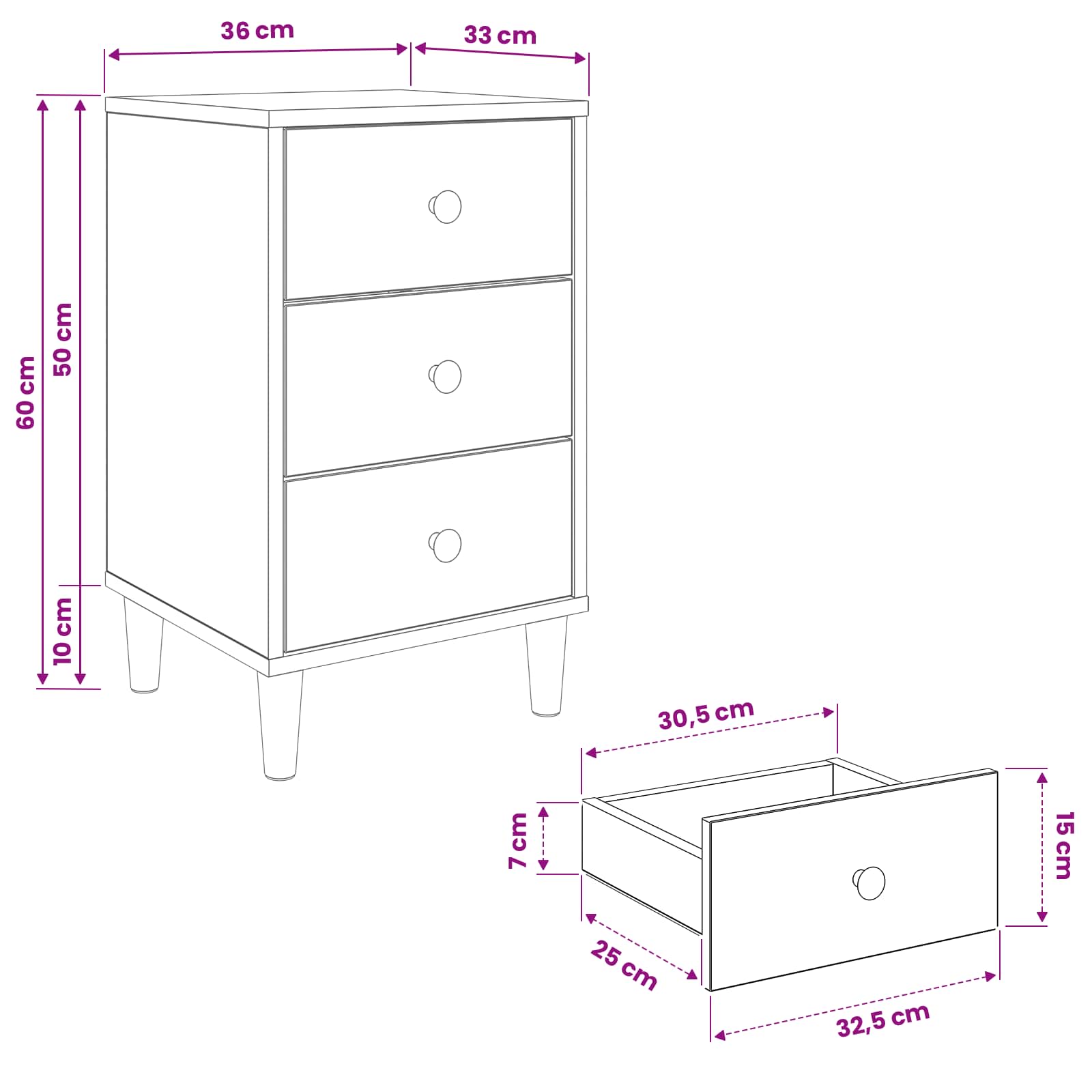 Armadio da Notte OMMEN Rovere Sonoma 36 x 33 x 60 cm | homemem39