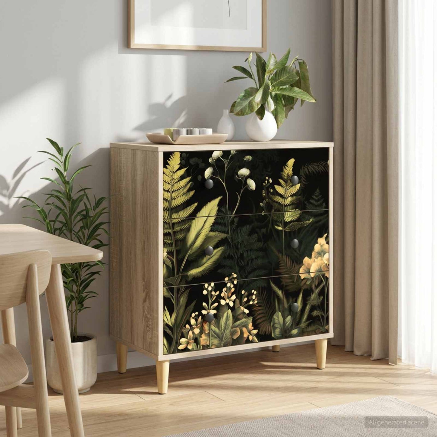 Cassettiera RHENEN Stampa tropicale 66 x 36,5 x 75 cm Sonoma