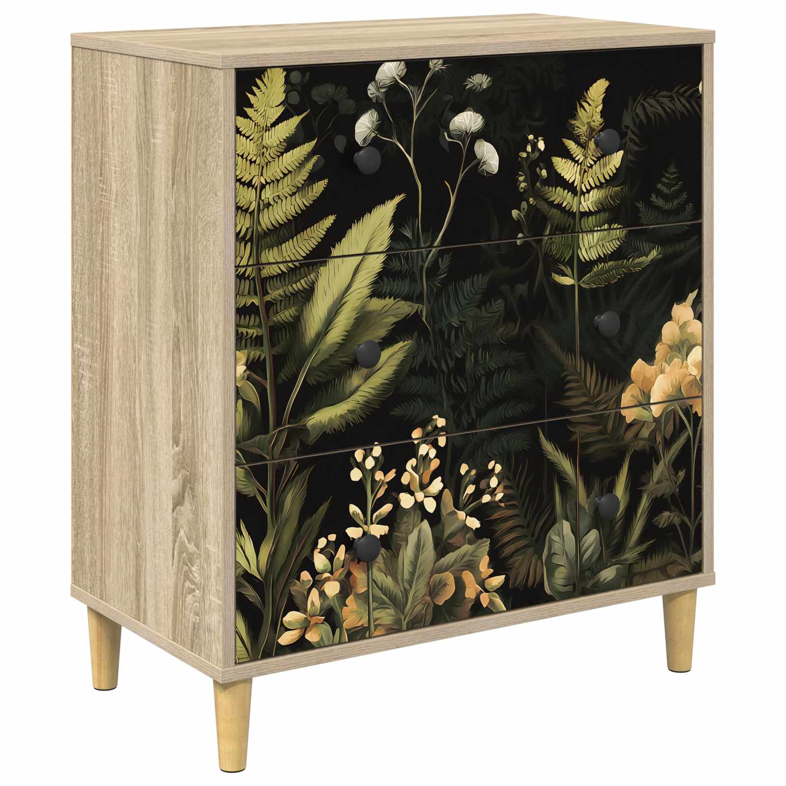 Cassettiera RHENEN Stampa tropicale 66 x 36,5 x 75 cm Sonoma | homemem39
