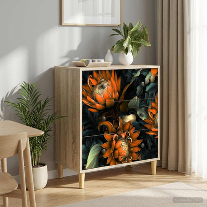 Cassettiera LOCHEM Stampa arancione 66 x 36,5 x 75 cm Sonoma