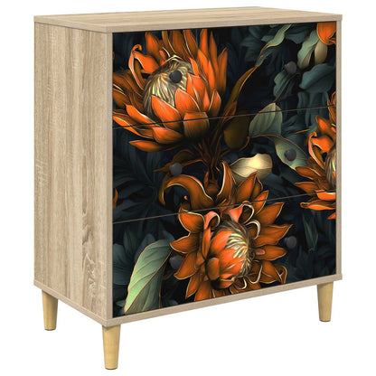 Cassettiera LOCHEM Stampa arancione 66 x 36,5 x 75 cm Sonoma