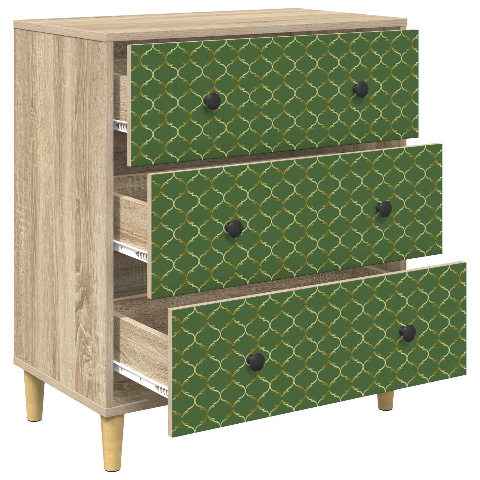 Cassettiera GELEEN Stampa geometrica smeraldo 66 x 36,5 x 75 cm | homemem39
