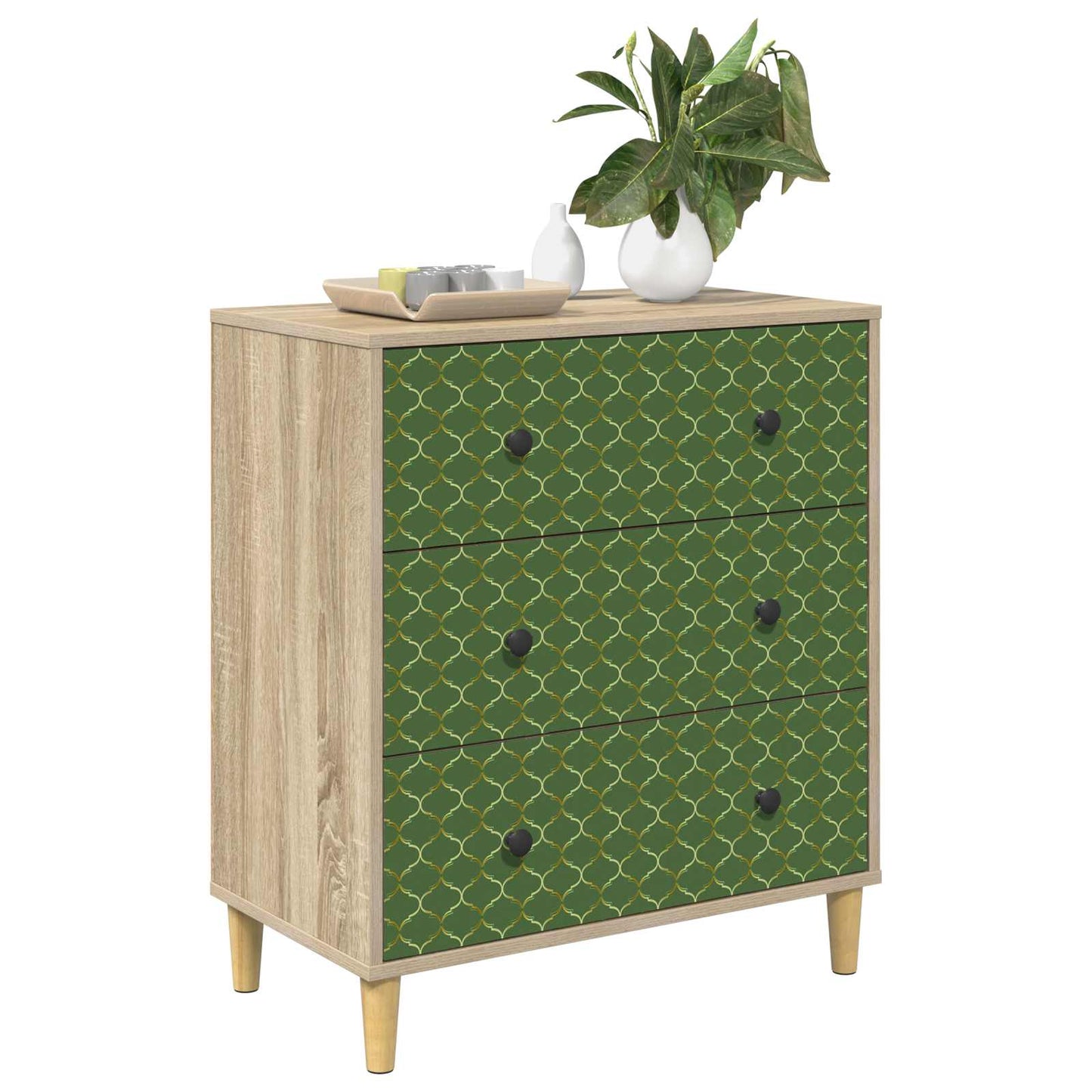Cassettiera GELEEN Stampa geometrica smeraldo 66 x 36,5 x 75 cm | homemem39
