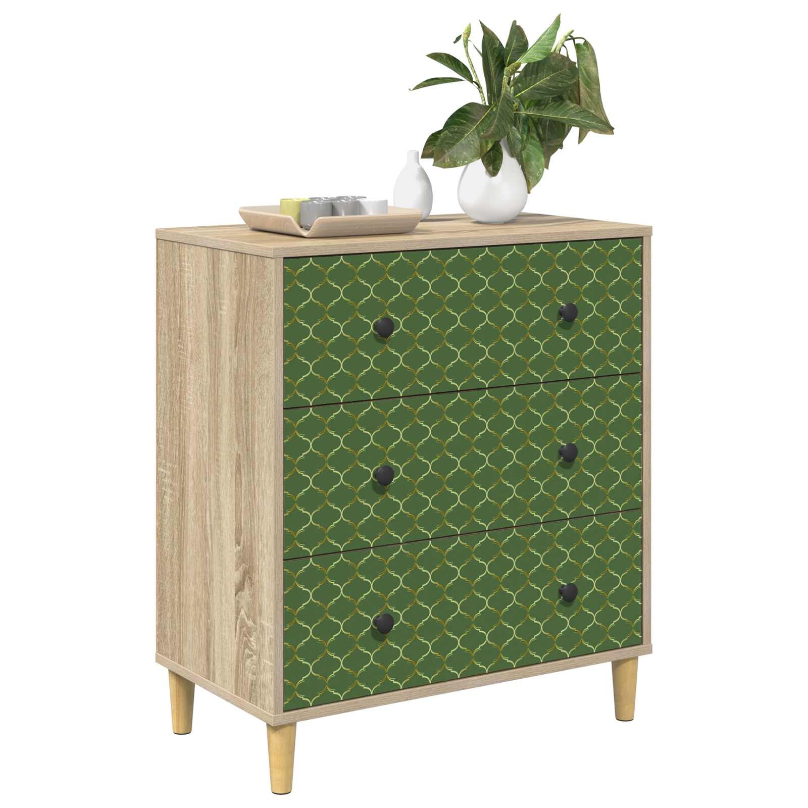 Cassettiera GELEEN Stampa geometrica smeraldo 66 x 36,5 x 75 cm | homemem39