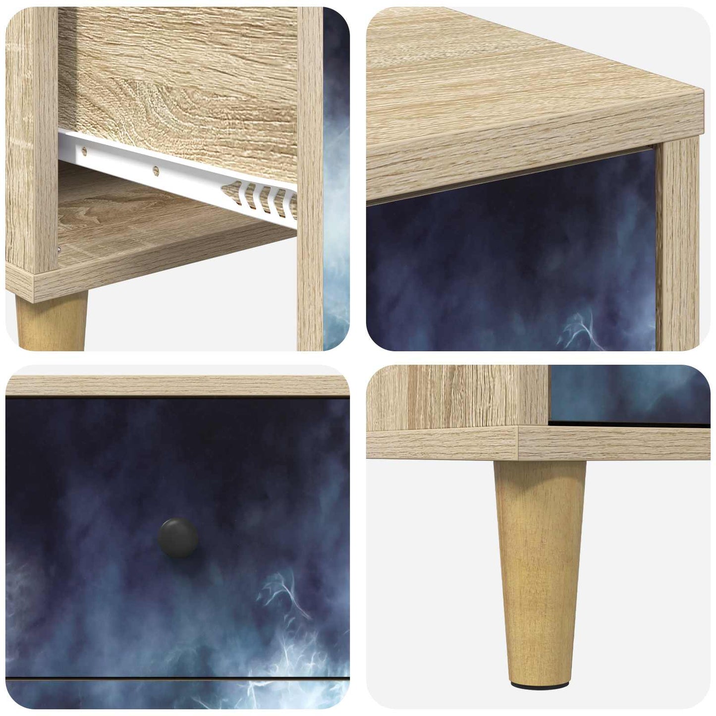 Cassettiera RAALTE Stampa in marmo blu 66 x 36,5 x 75 cm Sonoma