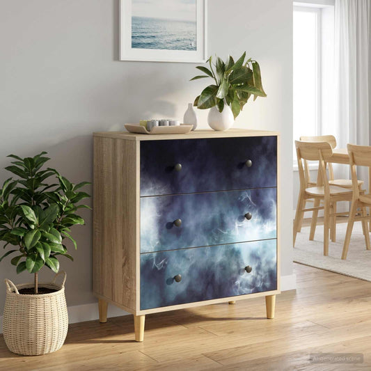 Cassettiera RAALTE Stampa in marmo blu 66 x 36,5 x 75 cm Sonoma