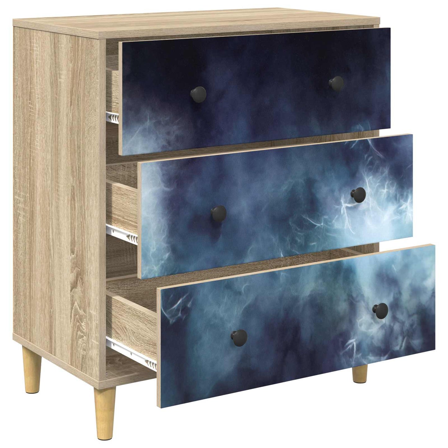 Cassettiera RAALTE Stampa in marmo blu 66 x 36,5 x 75 cm Sonoma
