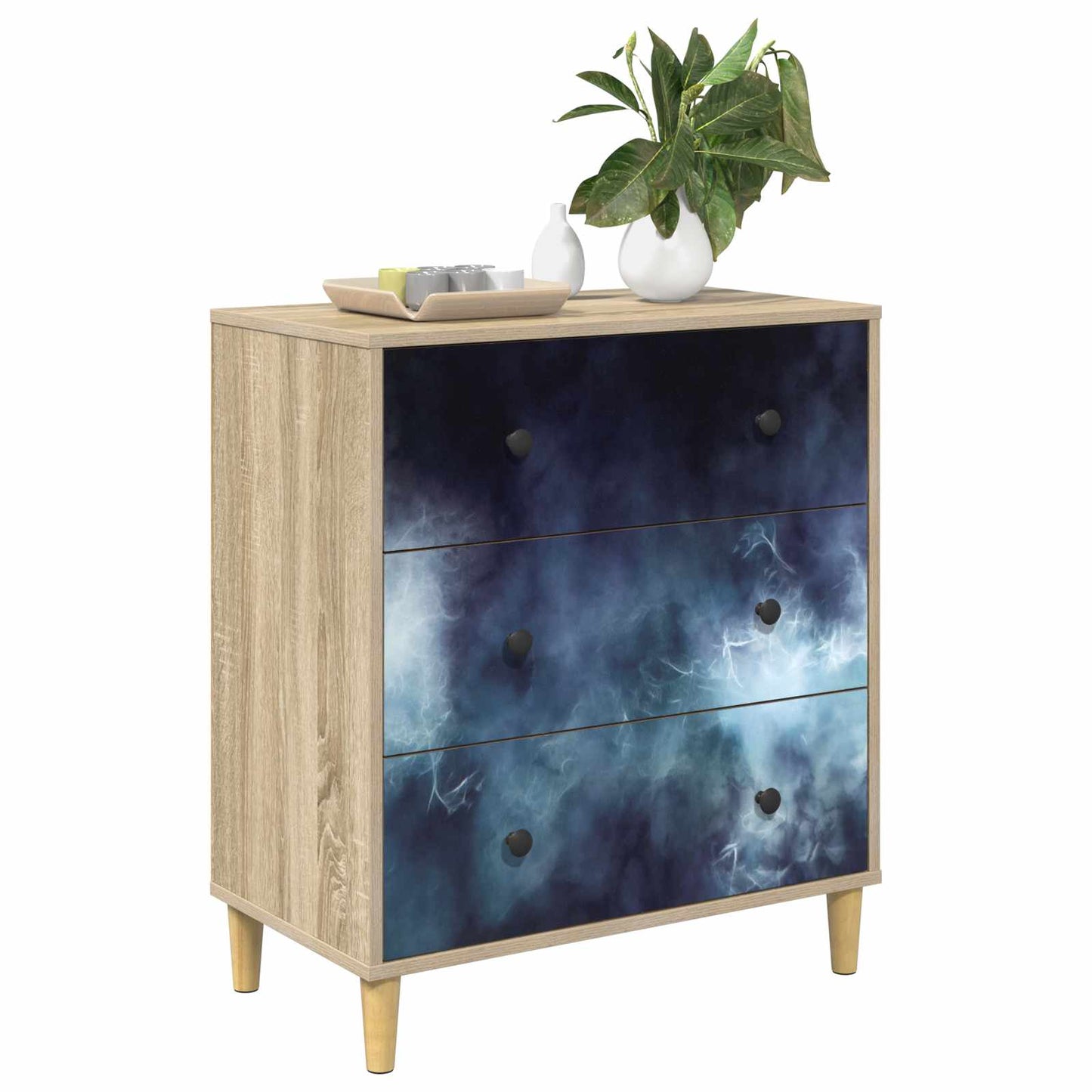 Cassettiera RAALTE Stampa in marmo blu 66 x 36,5 x 75 cm Sonoma