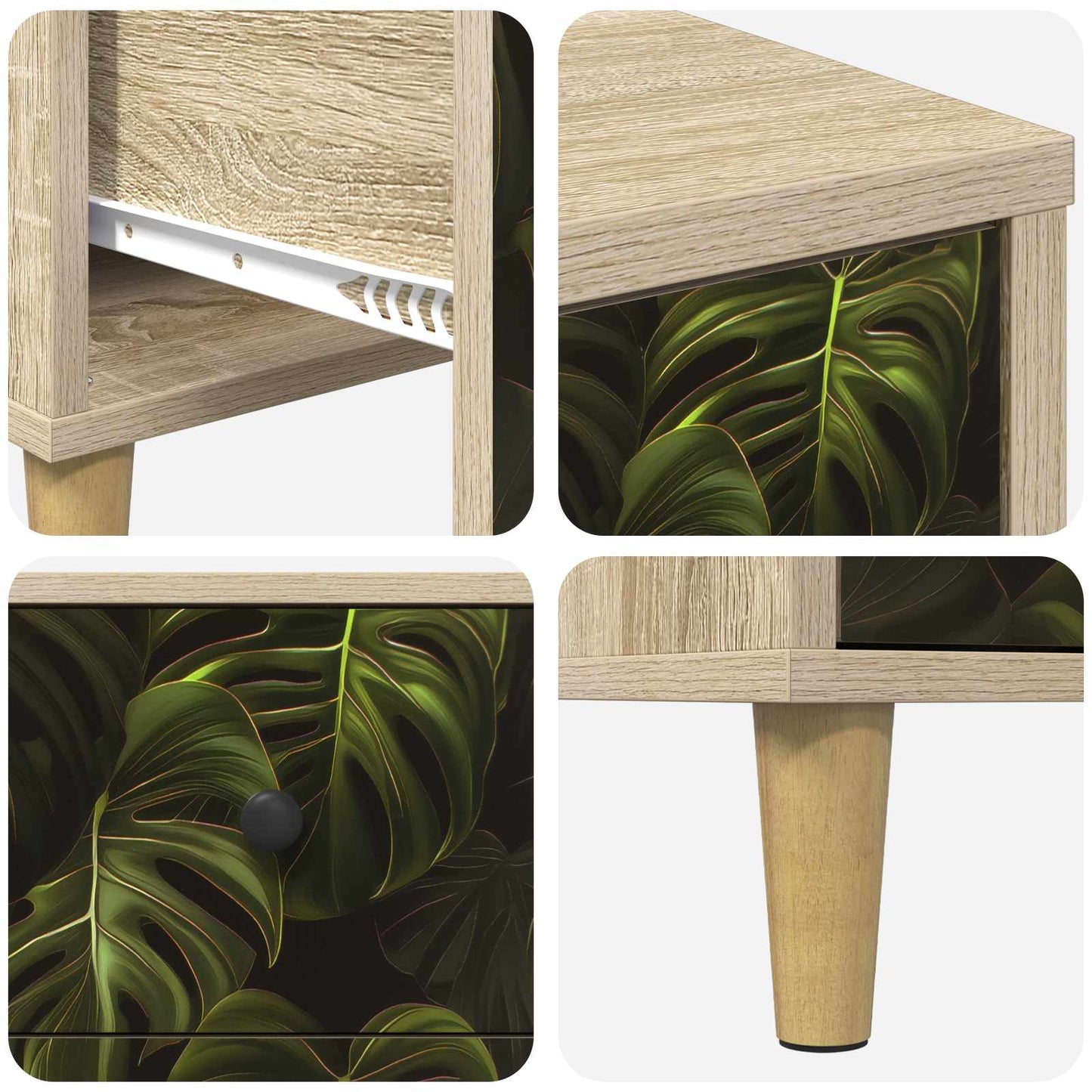 Cassettiera ELBURG Stampa foglia di palma 66 x 36,5 x 75 cm | homemem39