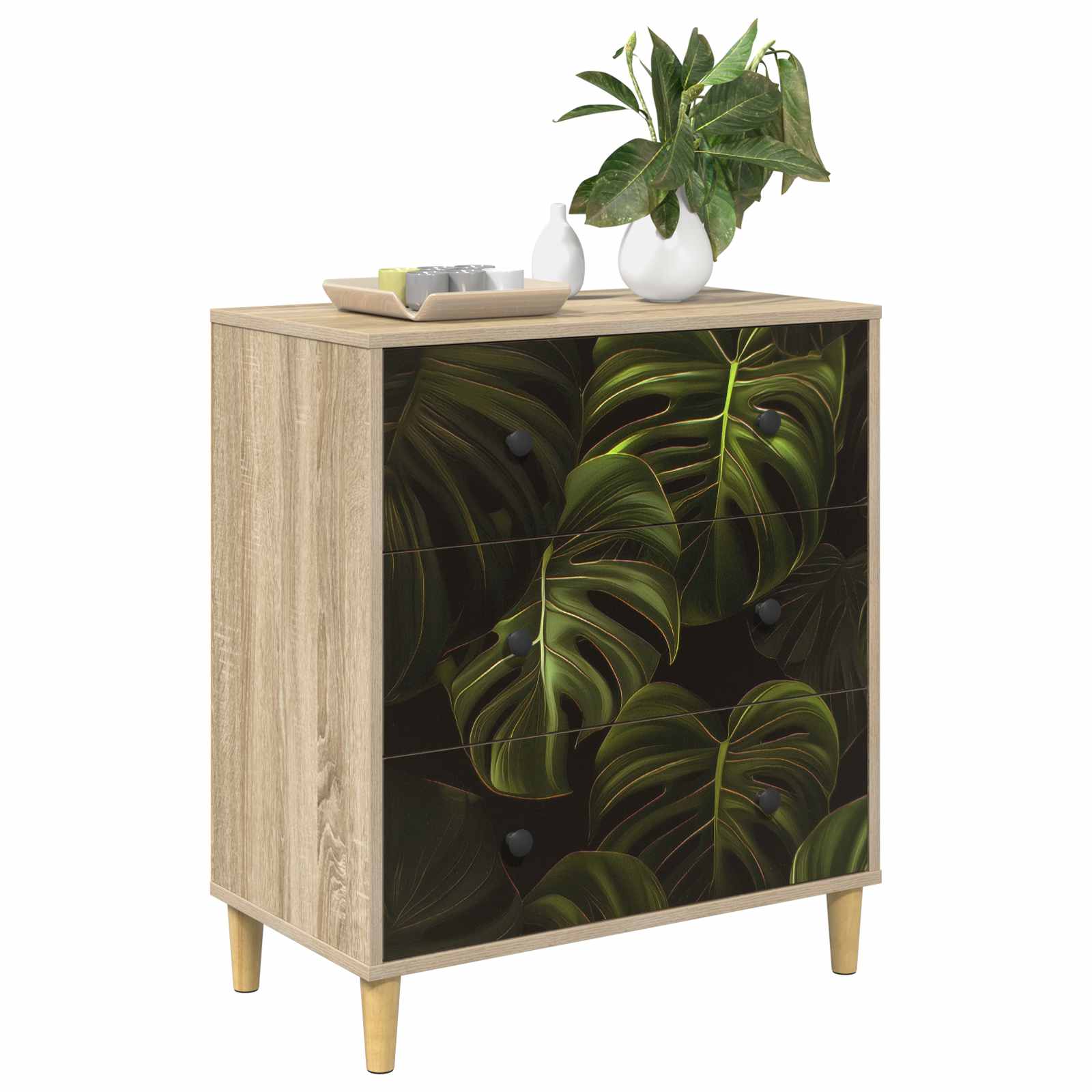 Cassettiera ELBURG Stampa foglia di palma 66 x 36,5 x 75 cm | homemem39